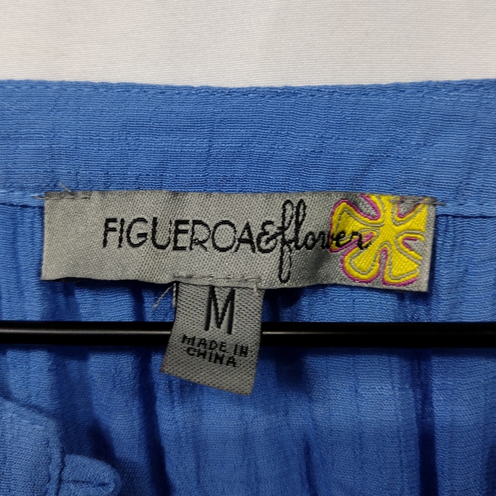 Figueroa & Flower Embroidered Papaya Floral Gauze Blouse Womens M Blue Artsy - Picture 9 of 10